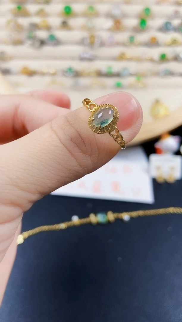 翡翠戒指银S925镶嵌456898