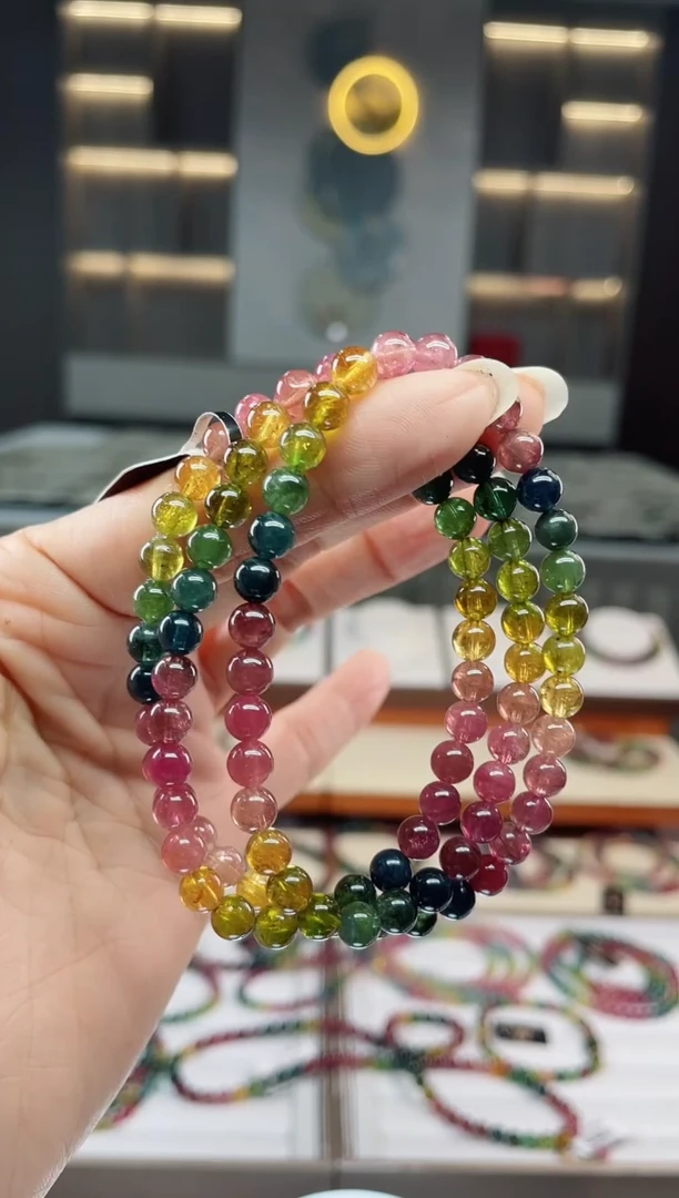 未镶嵌老矿碧玺三圈手串5mm+碧玺（多样性发一条）Q