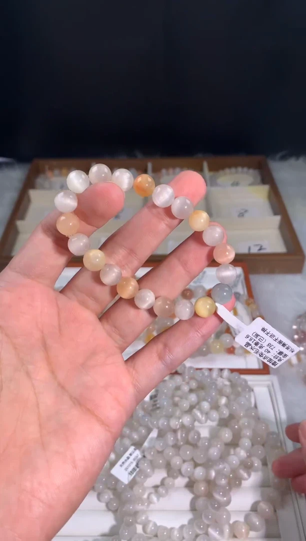 银S925镶嵌手链烟晶5号链接 卡8咪+
