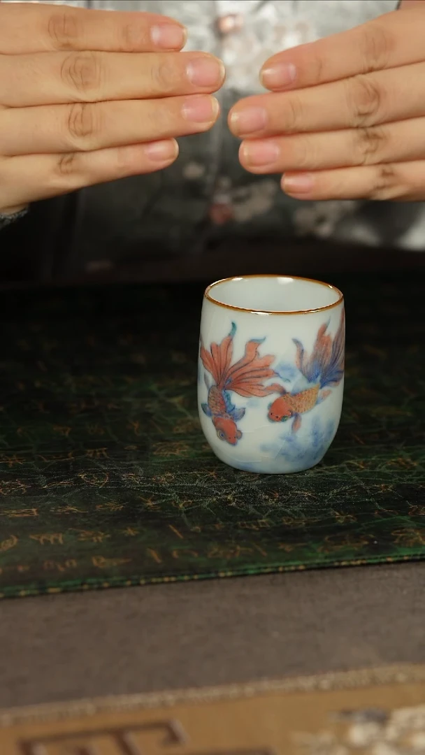 善窑厂汝窑月白鱼趣闻香杯