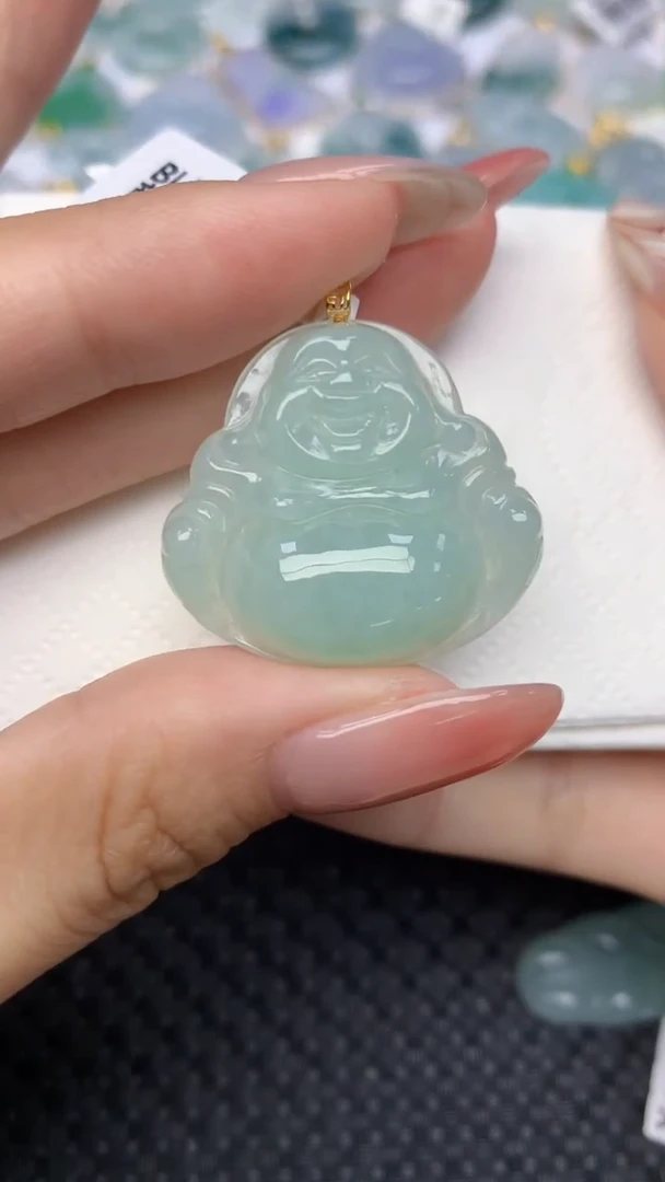 翡翠18K金镶嵌颈饰 天然翡翠a货