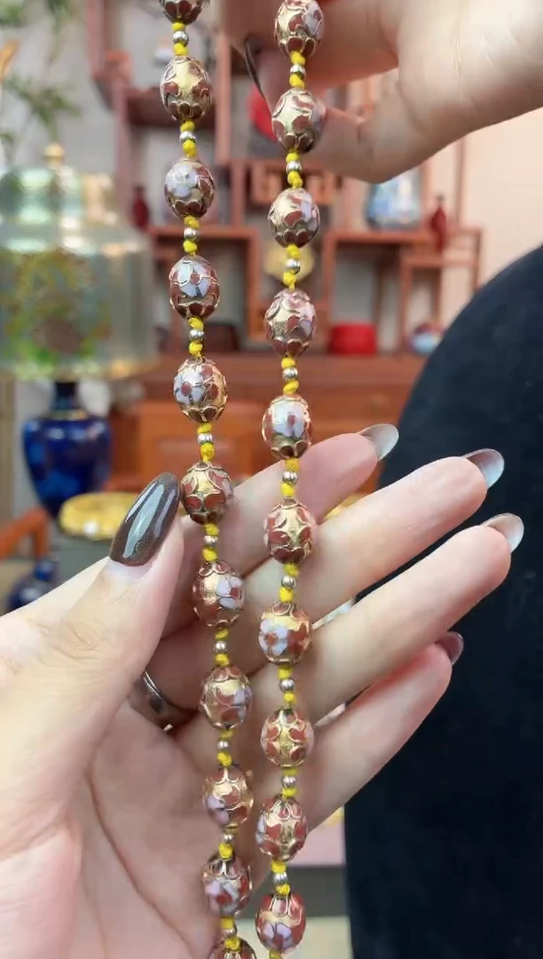 非遗 景泰蓝金地 枣珠项链