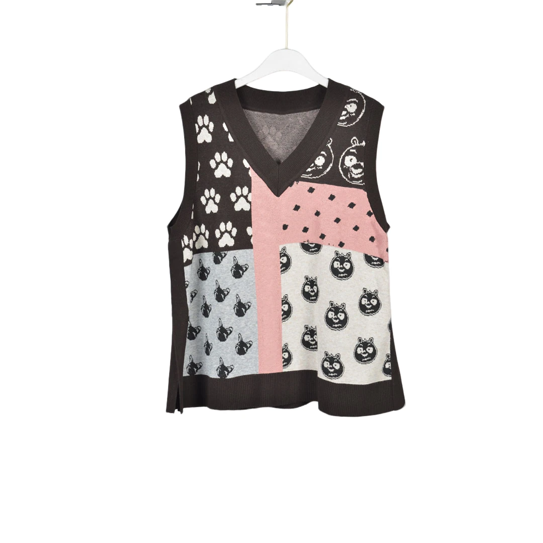 GPD2【专柜捡漏】女装休闲v领薄款背心QAB马甲2223-咖色正码