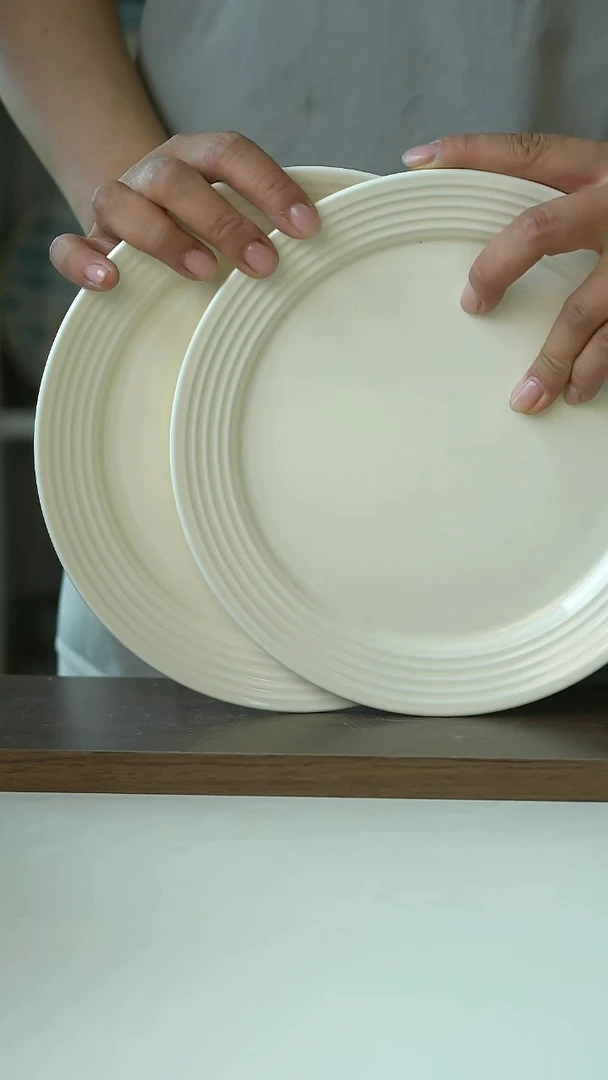 微瑕甜白釉早餐盘20cm两只装@4-2@