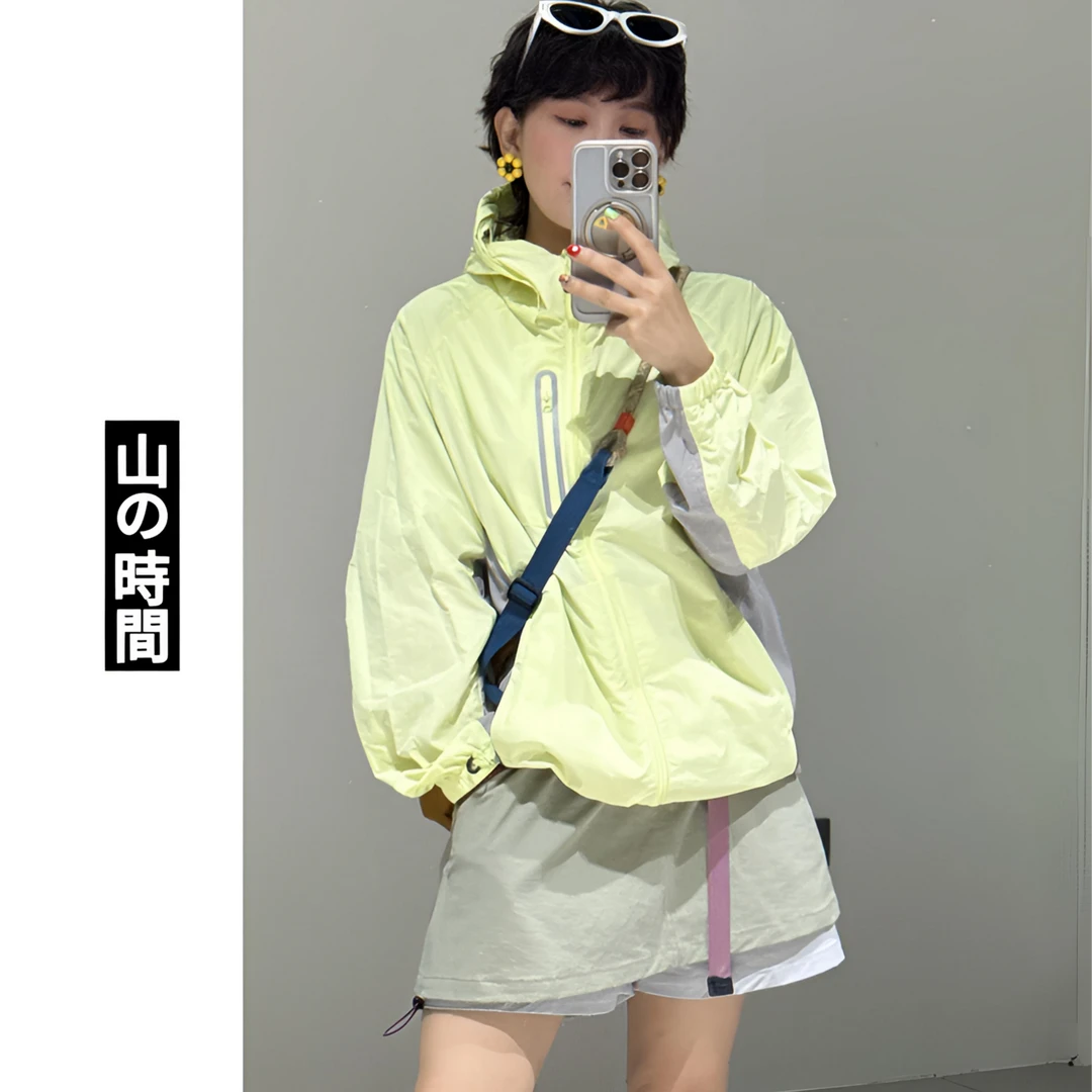 【反光防晒服】日系外贸单冰感防晒服帽檐可拆反光透气骑行服