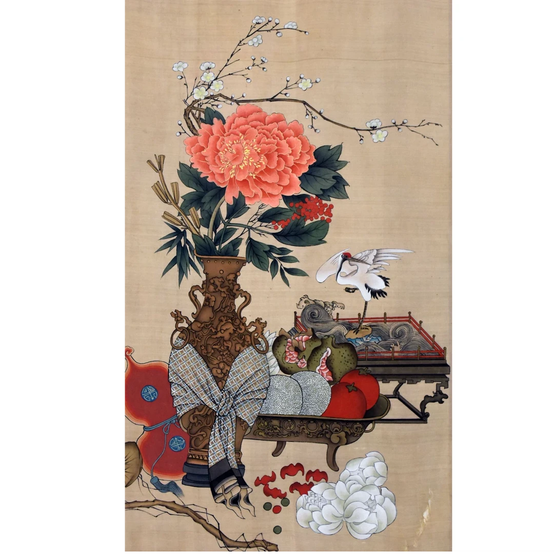 HM0468 博古图 53×30cm 绢本立轴 1.4平尺