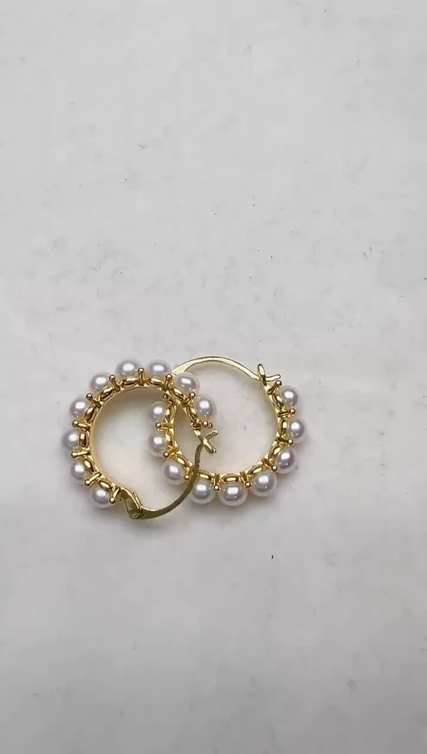 【闪购商品】淡水珍珠耳饰合金金色新甜甜圈