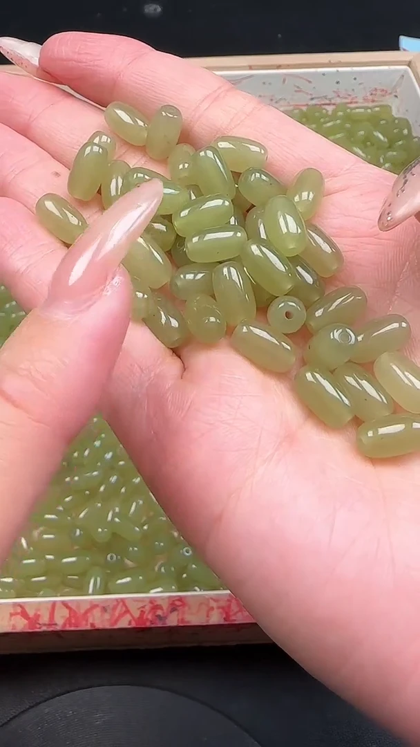 未镶嵌和田玉珠宝半成品晴水N388卡6*10mm散珠10颗 赠弹力线