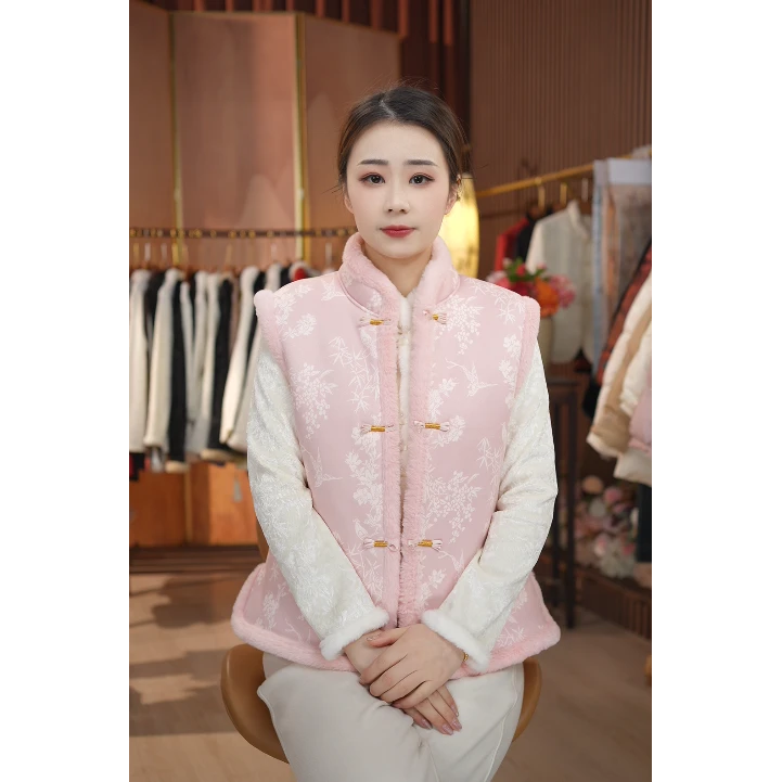 《洛颜 -棉马甲》新中式提花复古国风休闲百搭高定加厚马甲