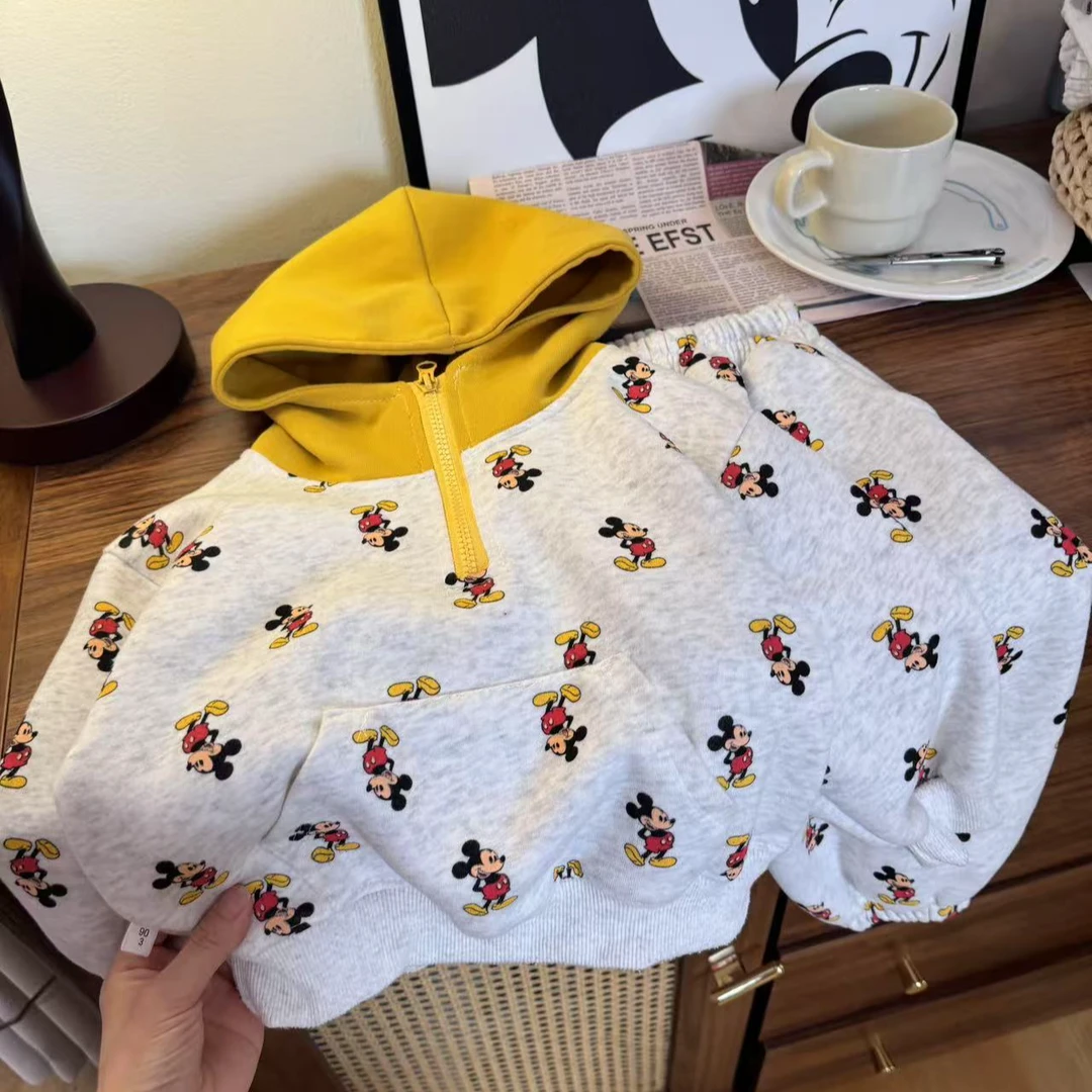 【实体品质】儿童韩版米奇卫衣套装2025新款男女宝宝宽松上衣潮1