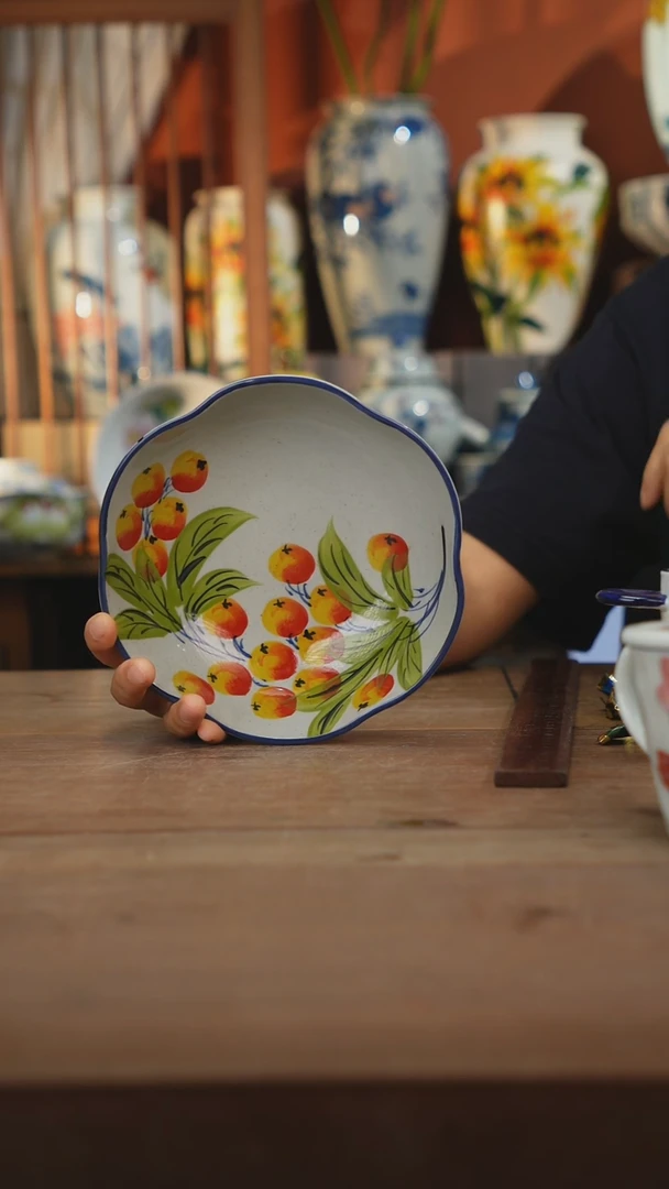 瓷片【简家甄选】景德镇设计师釉下手绘陶瓷餐具