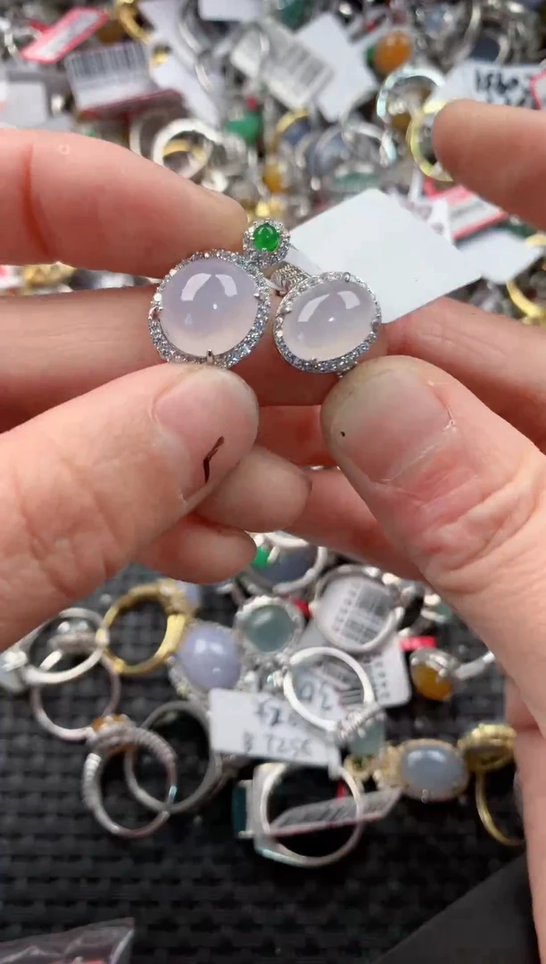 银S925镶嵌戒指翡翠555------10