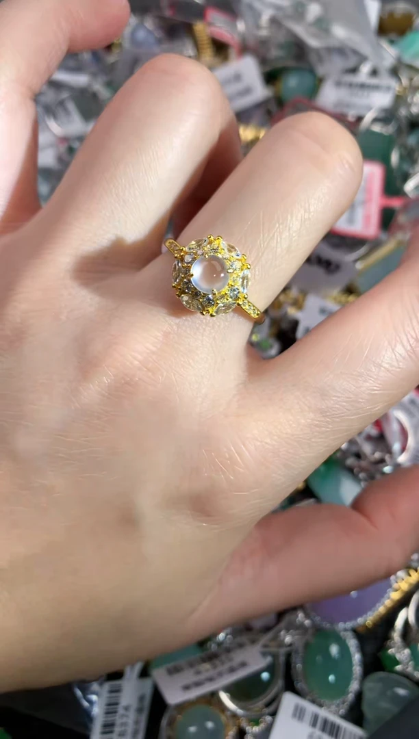 银S925镶嵌戒指翡翠44--4