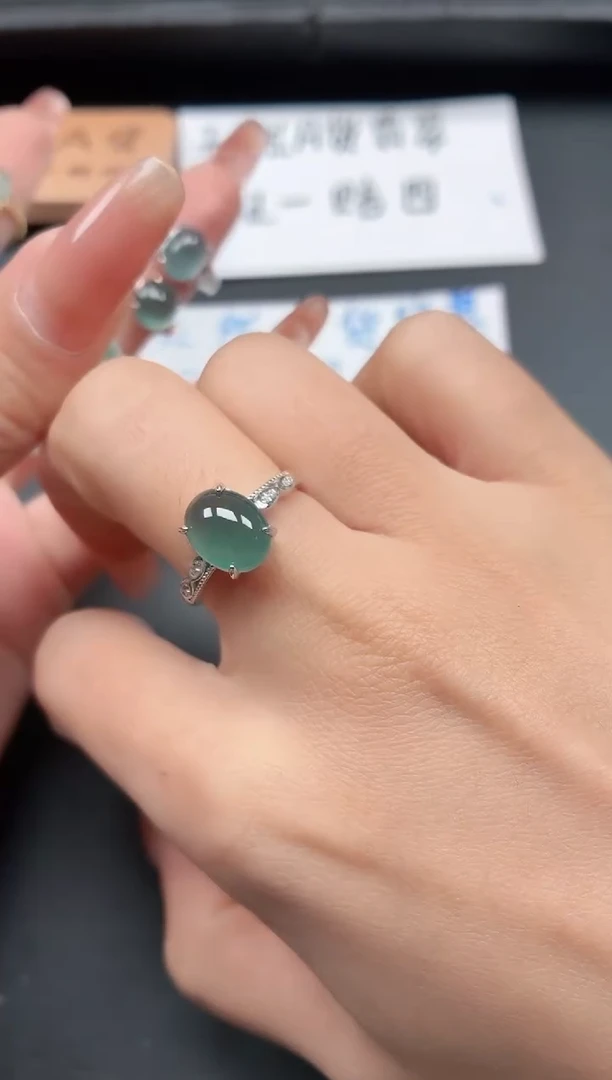 银S925镶嵌戒指翡翠11