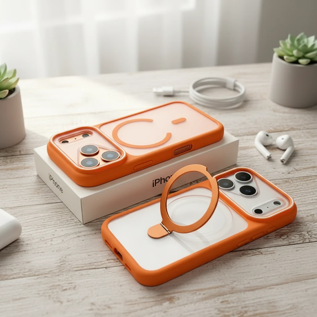 新苹果17手机壳16pro肤感磨砂磁吸支架15promax全包防摔壳适用14