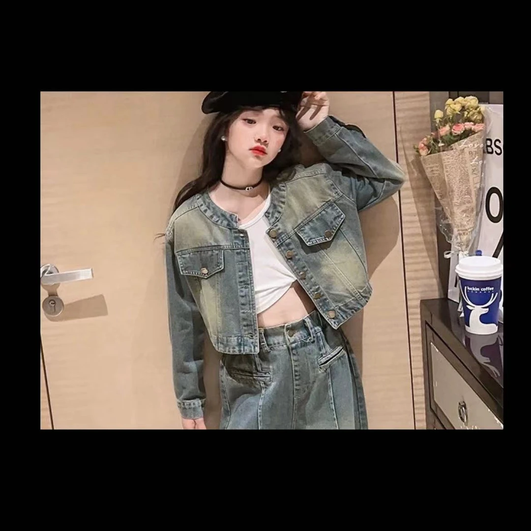 405324《现》小涵家韩版儿童男童女童休闲舒适时尚薄款牛仔外套