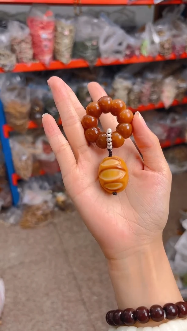 吊坠菩提根/象牙果栗子手捻带面包