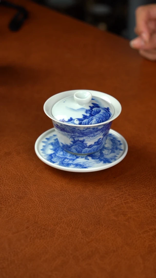 杯子兴怀堂手绘柴窑山水