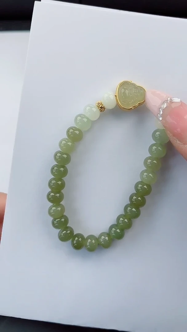 手串未镶嵌和田玉555岚钻微色差T佛公