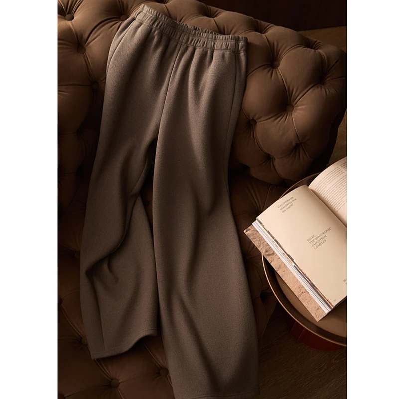 宝丫轻奢  T女式时尚宽松人字纹提花阔腿直筒休闲裤K962