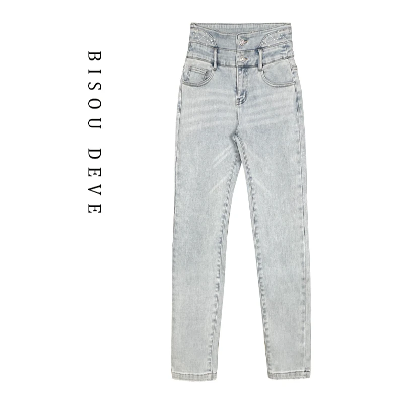 【小呆鸟专享】BR21108253护腰加绒牛仔小脚裤