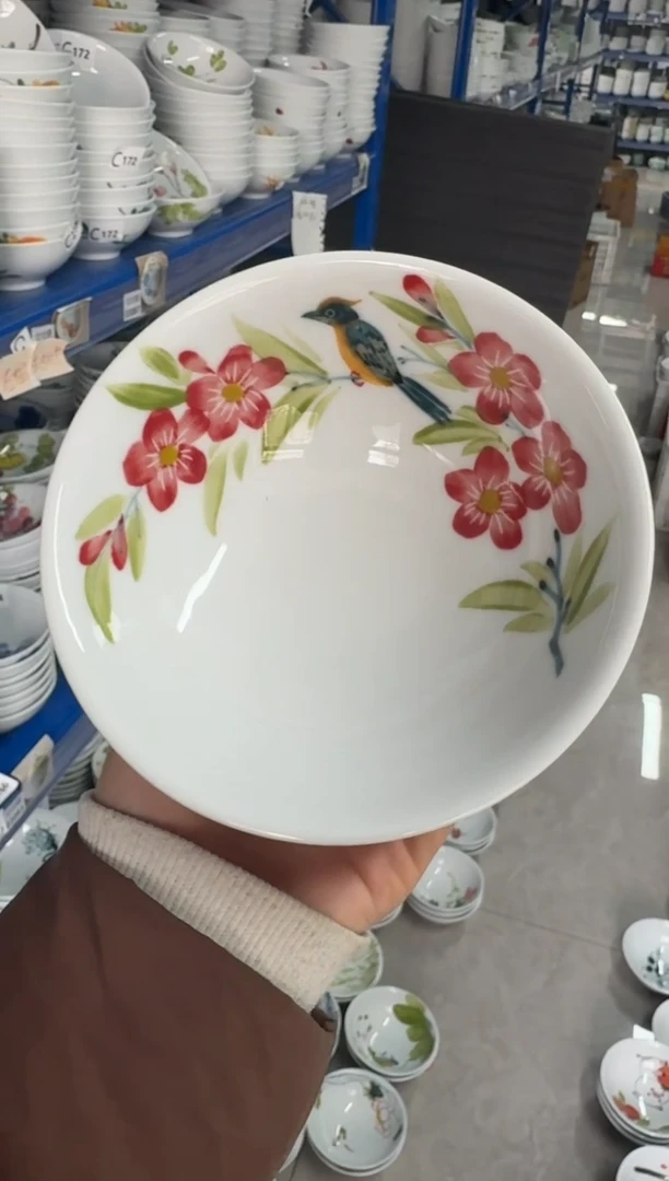 瓷片景德镇高温陶瓷食品级手绘釉中彩-壮壮碗
