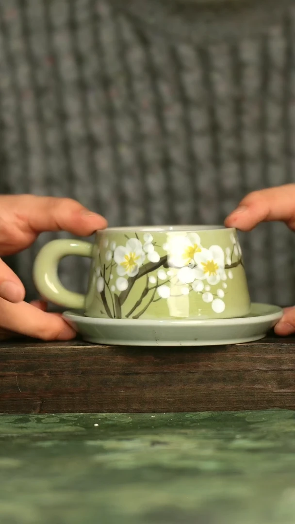 陶瓷青诗集手工手绘瓷器