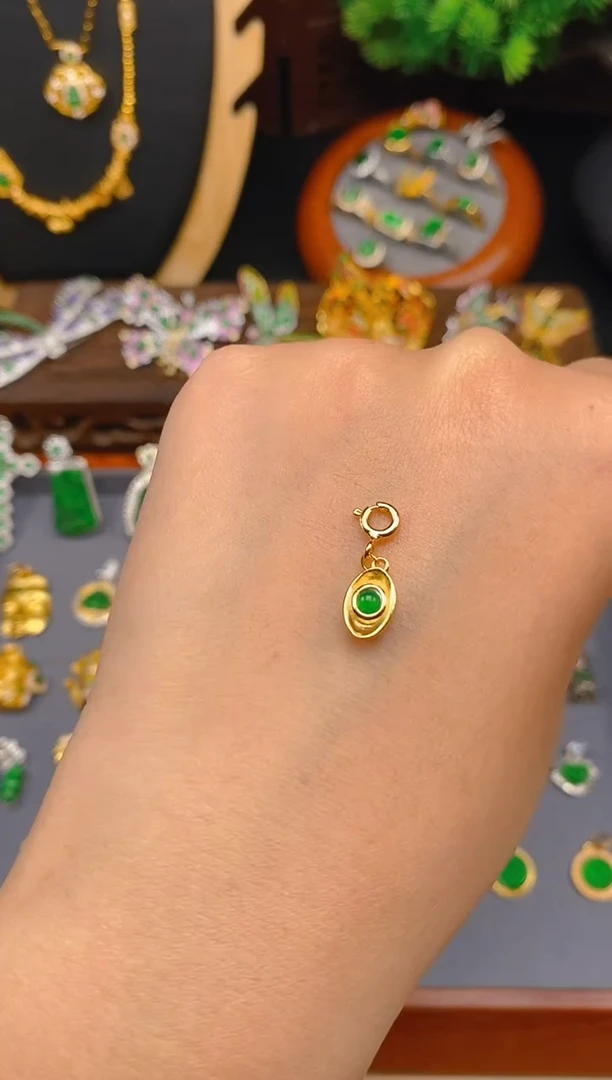 【闪购商品】翡翠吊坠(不含链)银S925镶嵌元宝万能扣