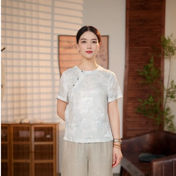 茉莉 新中式国风  复古时尚宽松夏季衬衫 871268 M