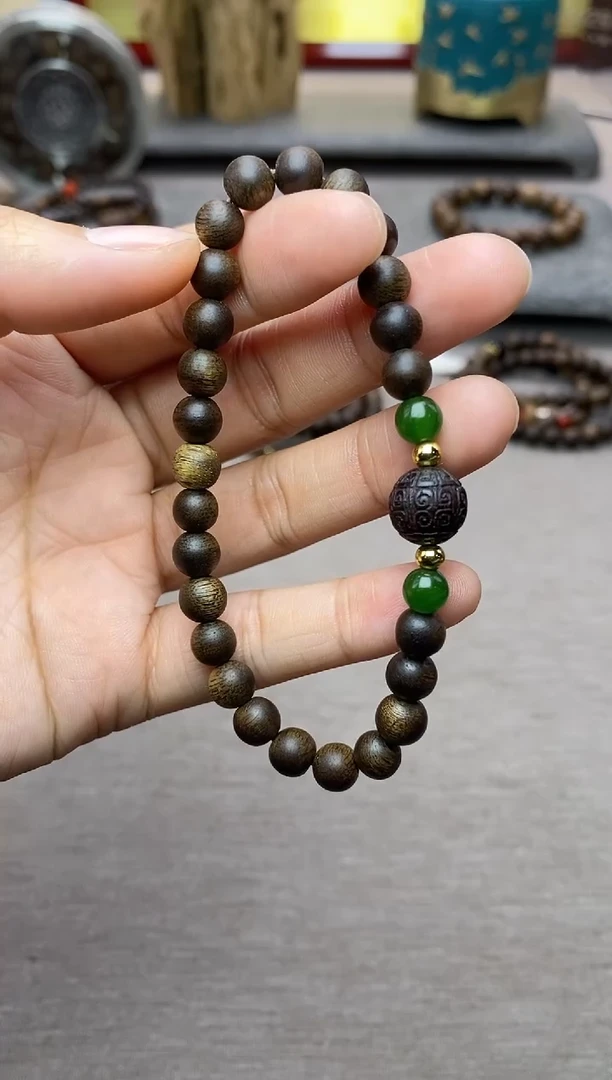 【闪购商品】沉香手串顺化紫棋06沉水+降真香1.0回纹+配饰