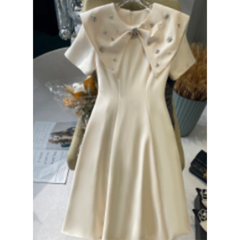 (孤品)  【连衣裙】夏季时尚英伦风收腰中长款短袖女士YC1933X