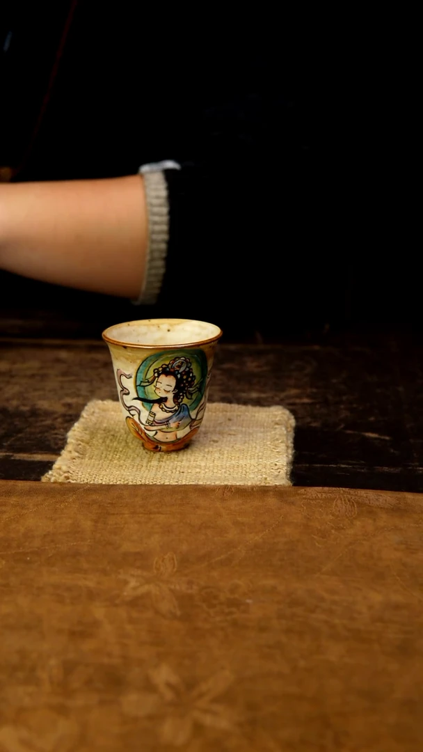 旁舍园园  宝宝佛化妆土铃铛杯