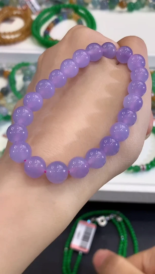 未镶嵌手串翡翠C513 紫货有色差