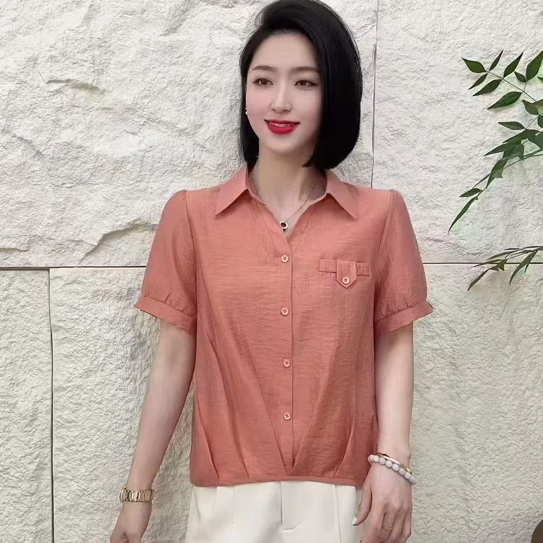 短袖夏季2025新款气质洋气短款卡腰上衣时尚别致百搭T恤休闲衬衫