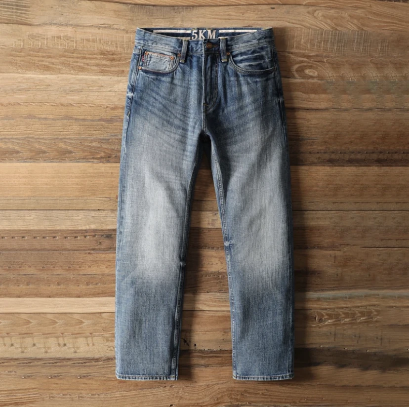 春夏新款赤耳3001款-501版型12盎司纯棉宽松-蓝色百搭直筒裤男士