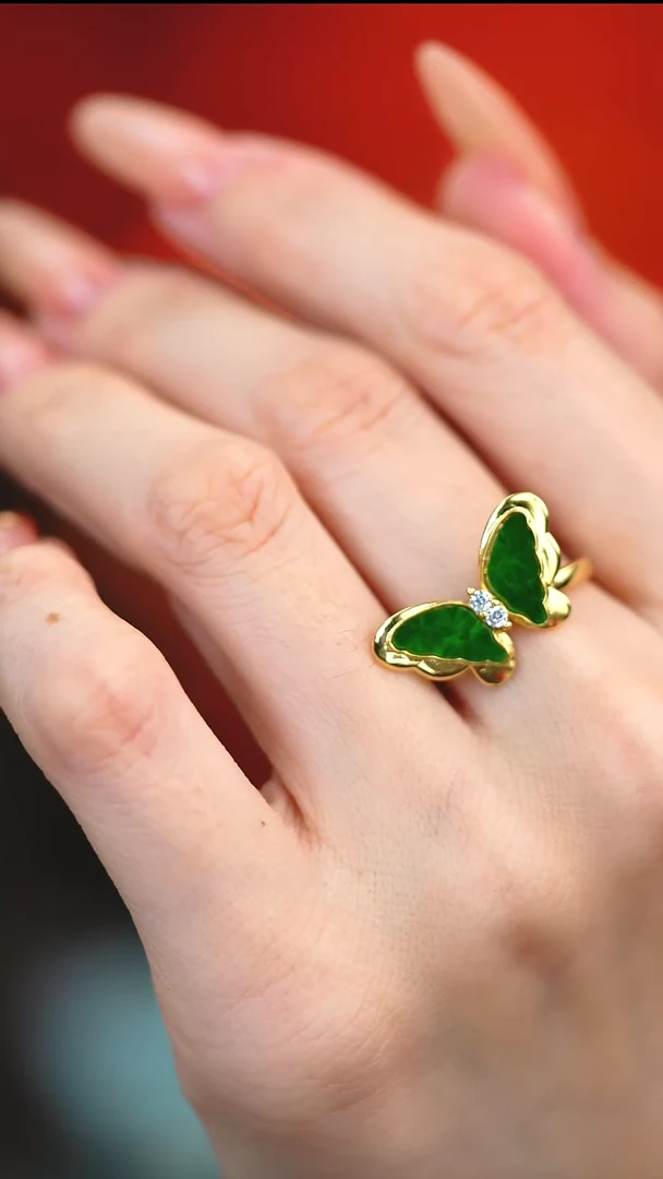 银S925镶嵌戒指翡翠新款