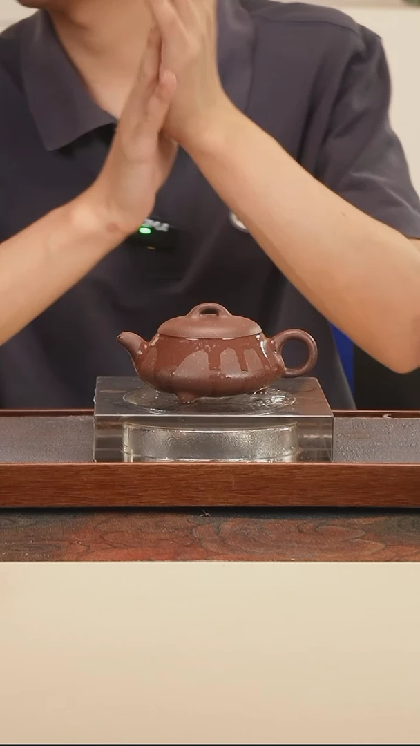 茶壶紫砂矮石瓢手磨紫泥160cc网孔