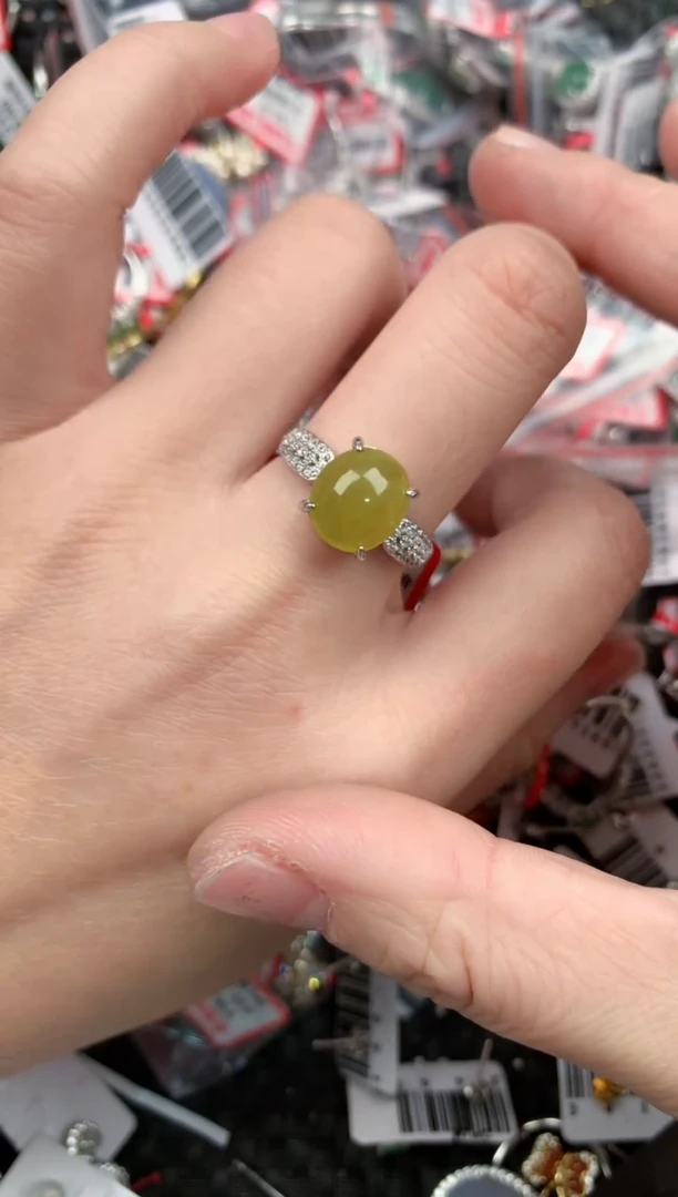 银S925镶嵌戒指翡翠12            9