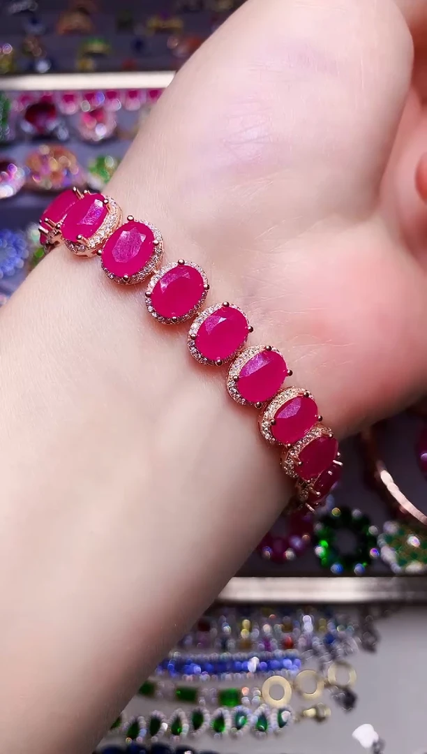 银S925镶嵌手链红宝石.....