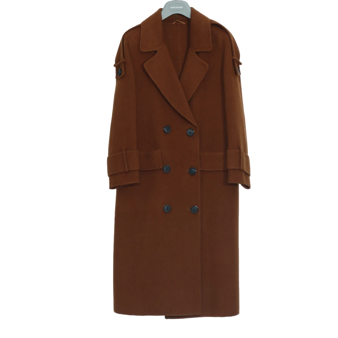 911Y279西服领时尚军旅风中长款秋冬双面羊驼羊毛大衣