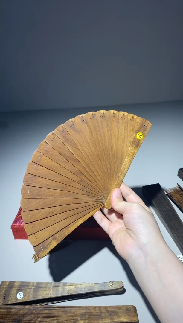 金丝楠雪*l金丝楠木小叶桢楠扇微瑕特价锦盒85