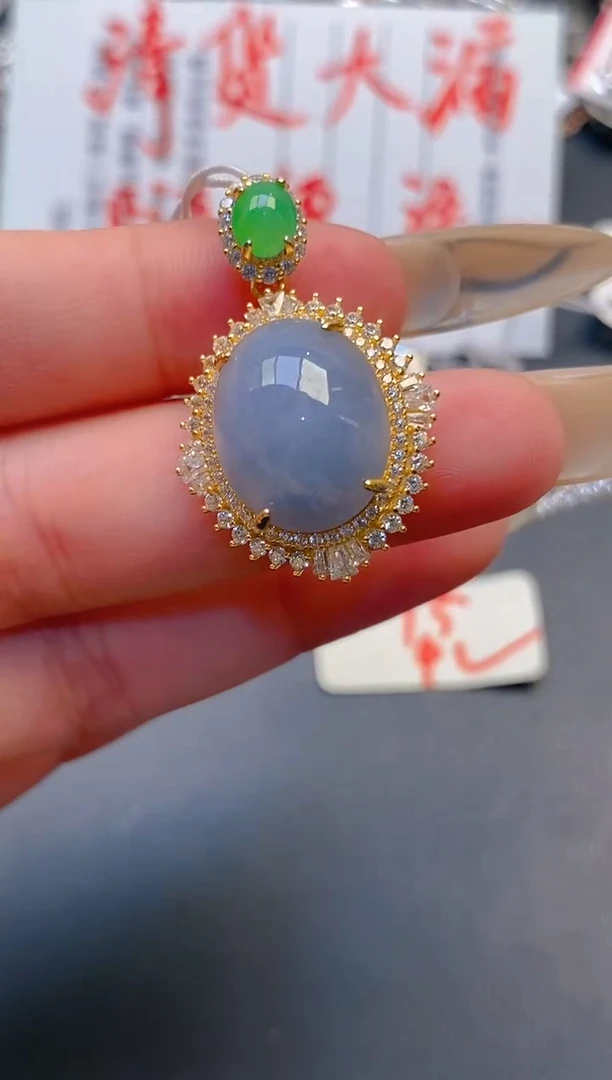 【闪购商品】翡翠耳饰银S925镶嵌天然A货翡翠1