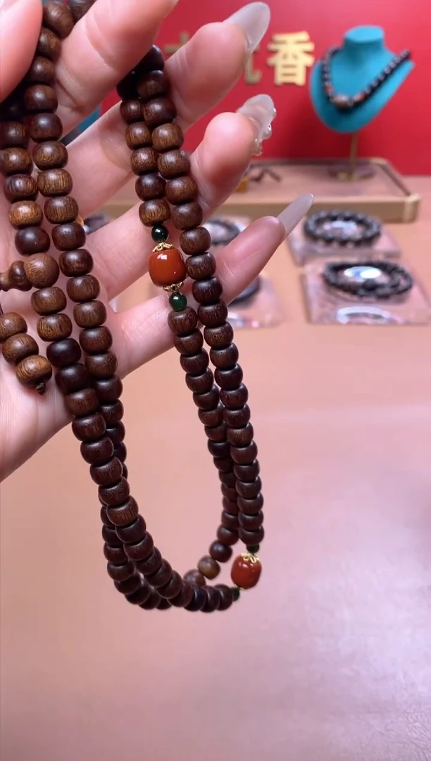 【闪购商品】沉香手串Y沉水玉化富森红土6*8*108颗