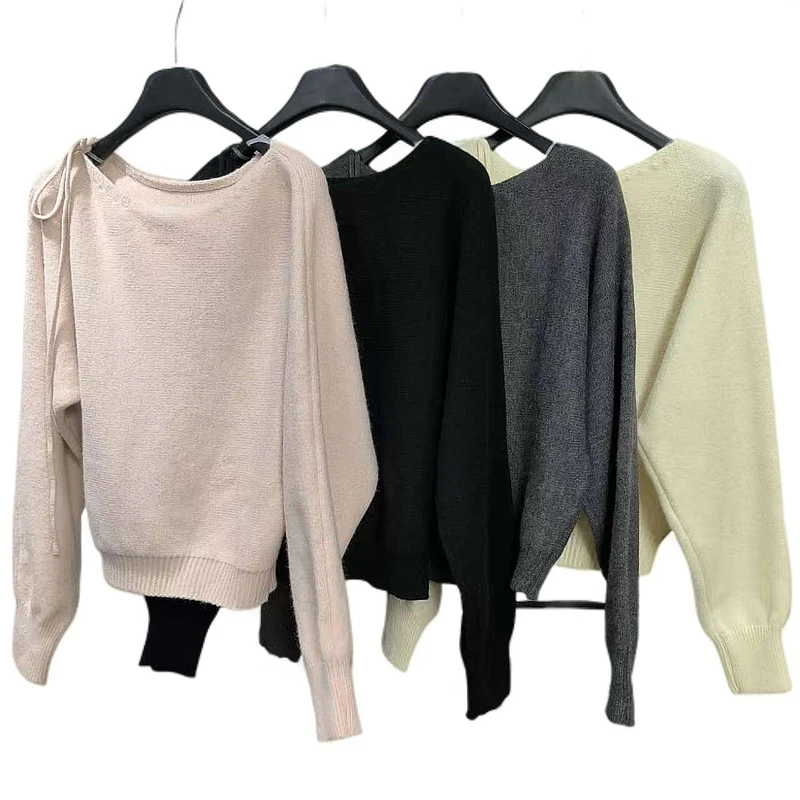 【ZHIXIAO】秋冬新款：肩系带休闲毛衣1256