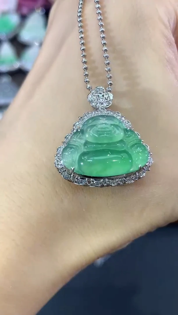 吊坠(不含链)18K金镶嵌翡翠C76