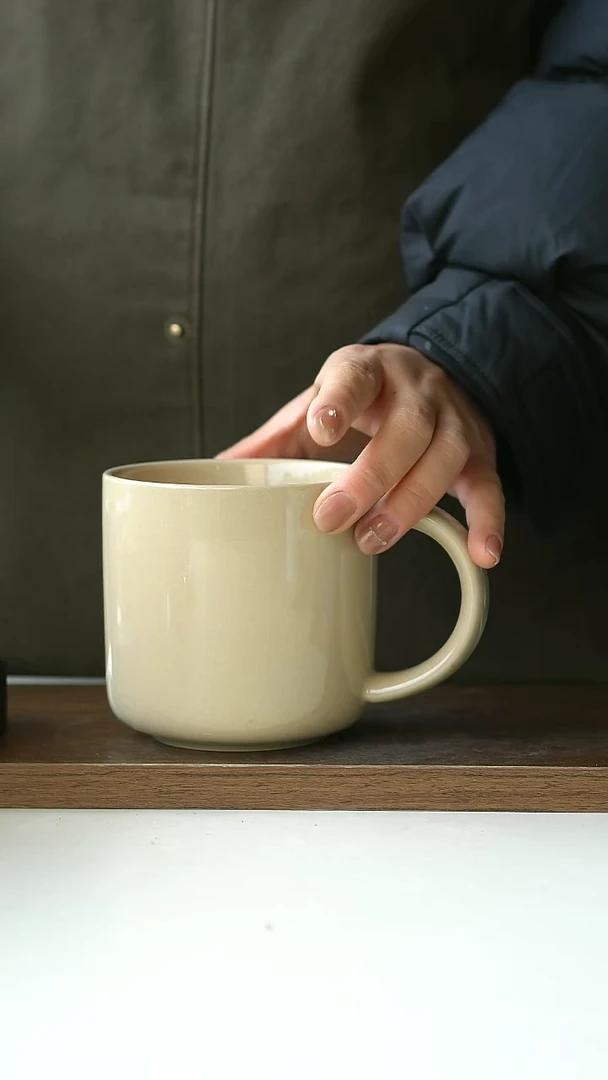 【闪购商品】陶瓷微瑕松木棕420ml马克杯@4-2@