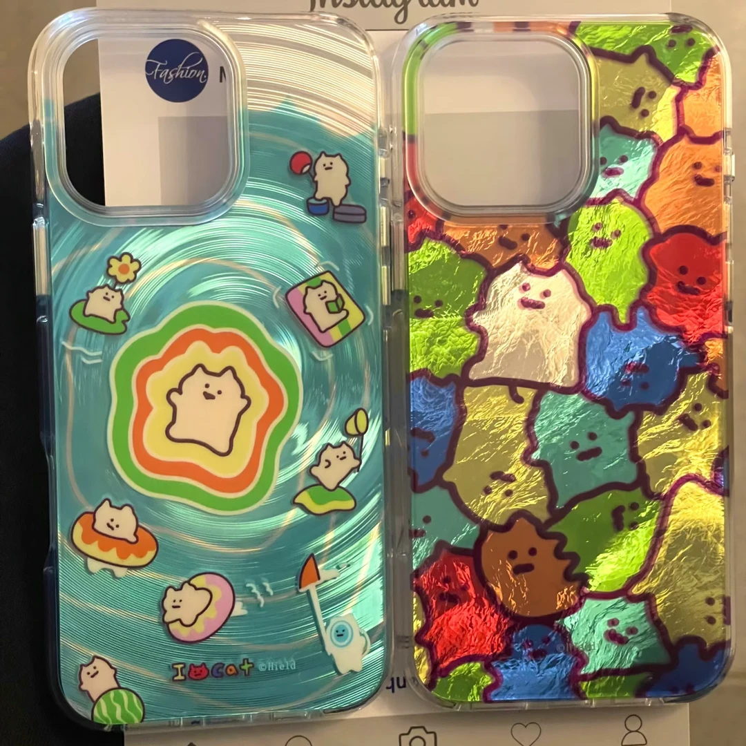 游泳小猫适用苹果15Pro手机壳13硅胶XSMax/xr/12女16/14p套8P/xs