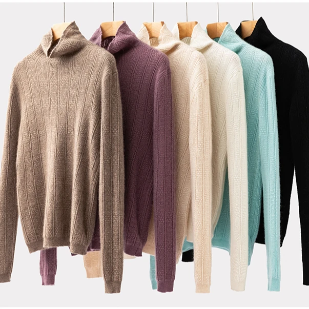 重工艺高领堆领100纯山羊绒打底衫秋冬毛衣