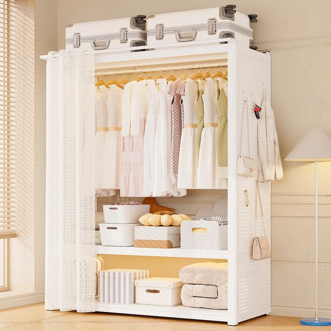 柜人乐货架衣柜家用卧室新款开放式多层简易组装衣帽架出租房专用