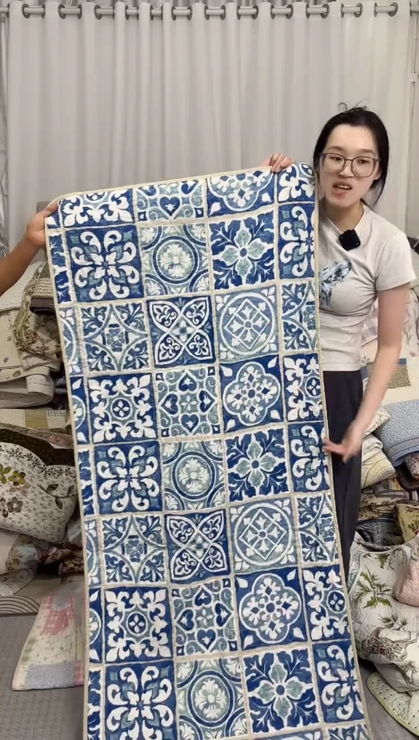 棉70*200青花瓷格子